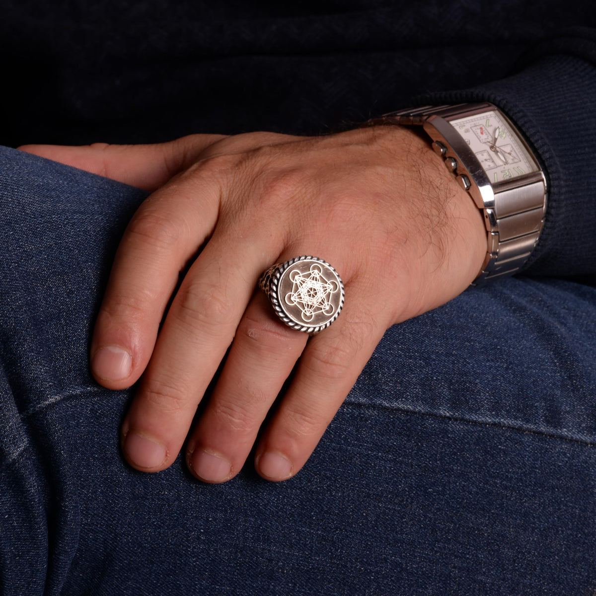 Metatron Ring, Helatron Cube Sacred Geometry, Talisman Ring, 925 Sterling Silver Ring — 3