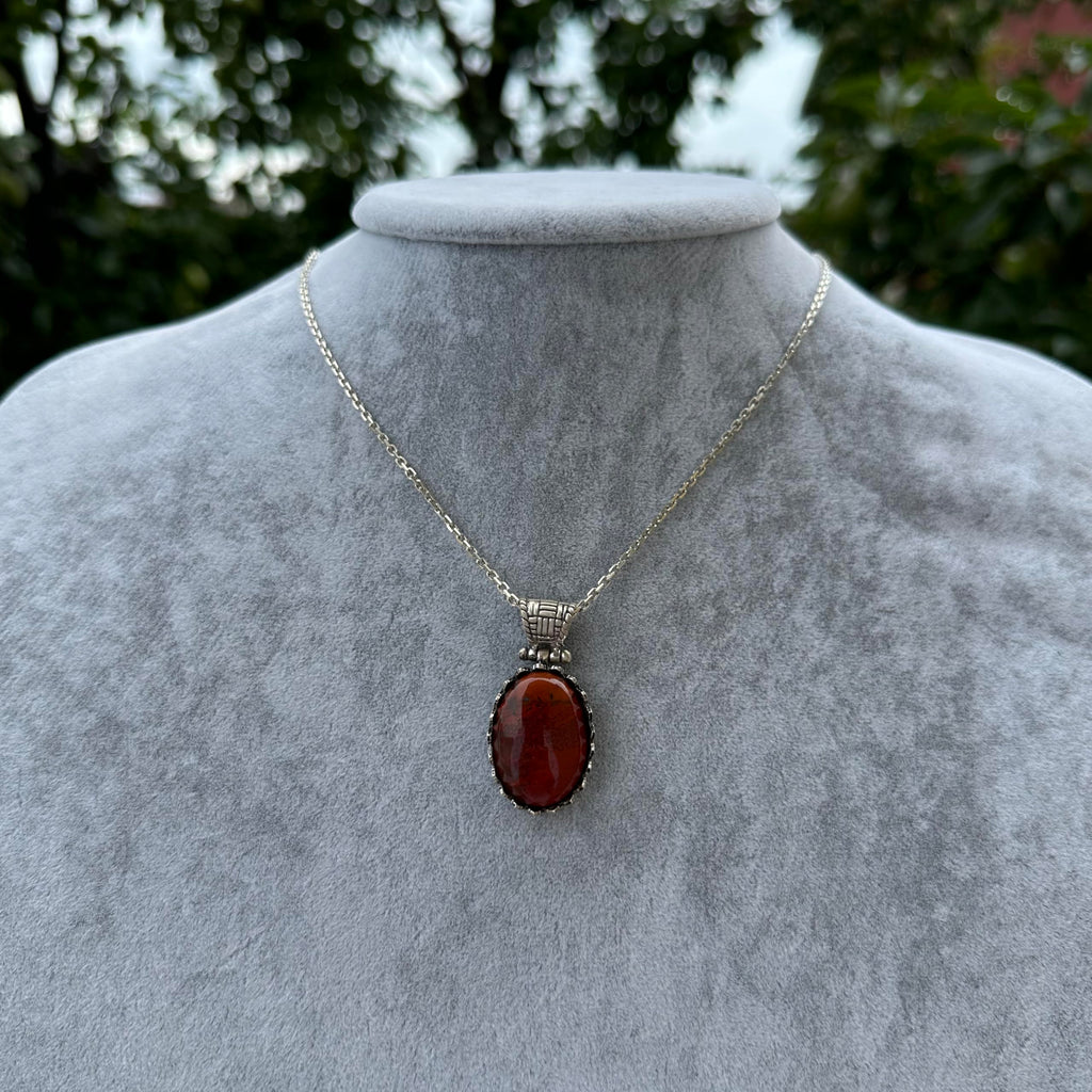 Natural Red Bloodstone Necklace - 925 Sterling Silver Necklace — 3