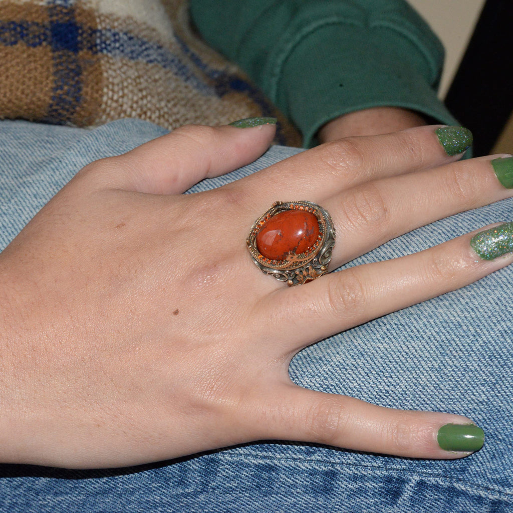 Natural Blood Stone Ring - Minimalist 925 Sterling Silver Ring — 5
