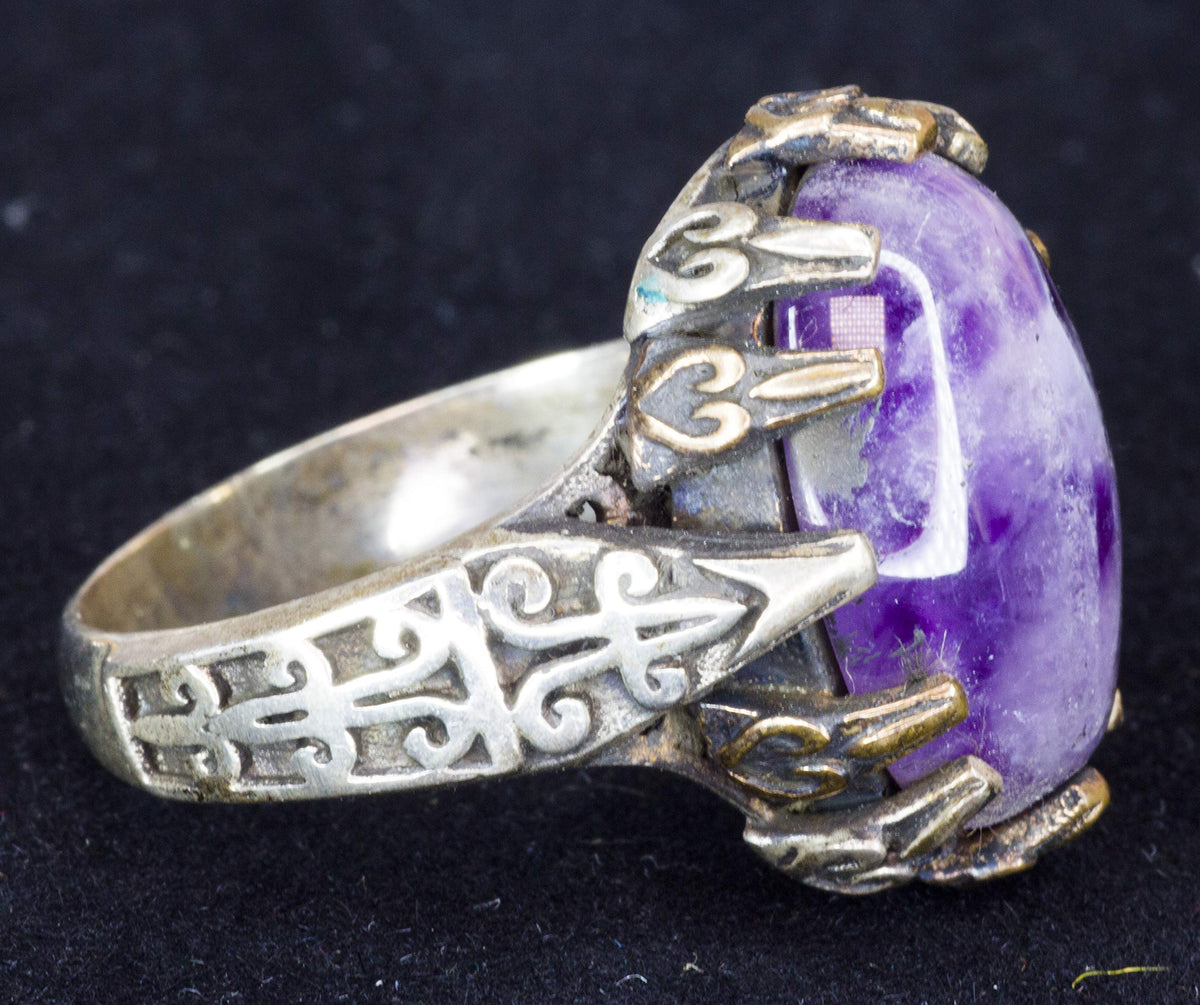 KAMBO Men's 925 Sterling Silver Natural Amethyst Stone Ring – Elegant Men's Ring — 3