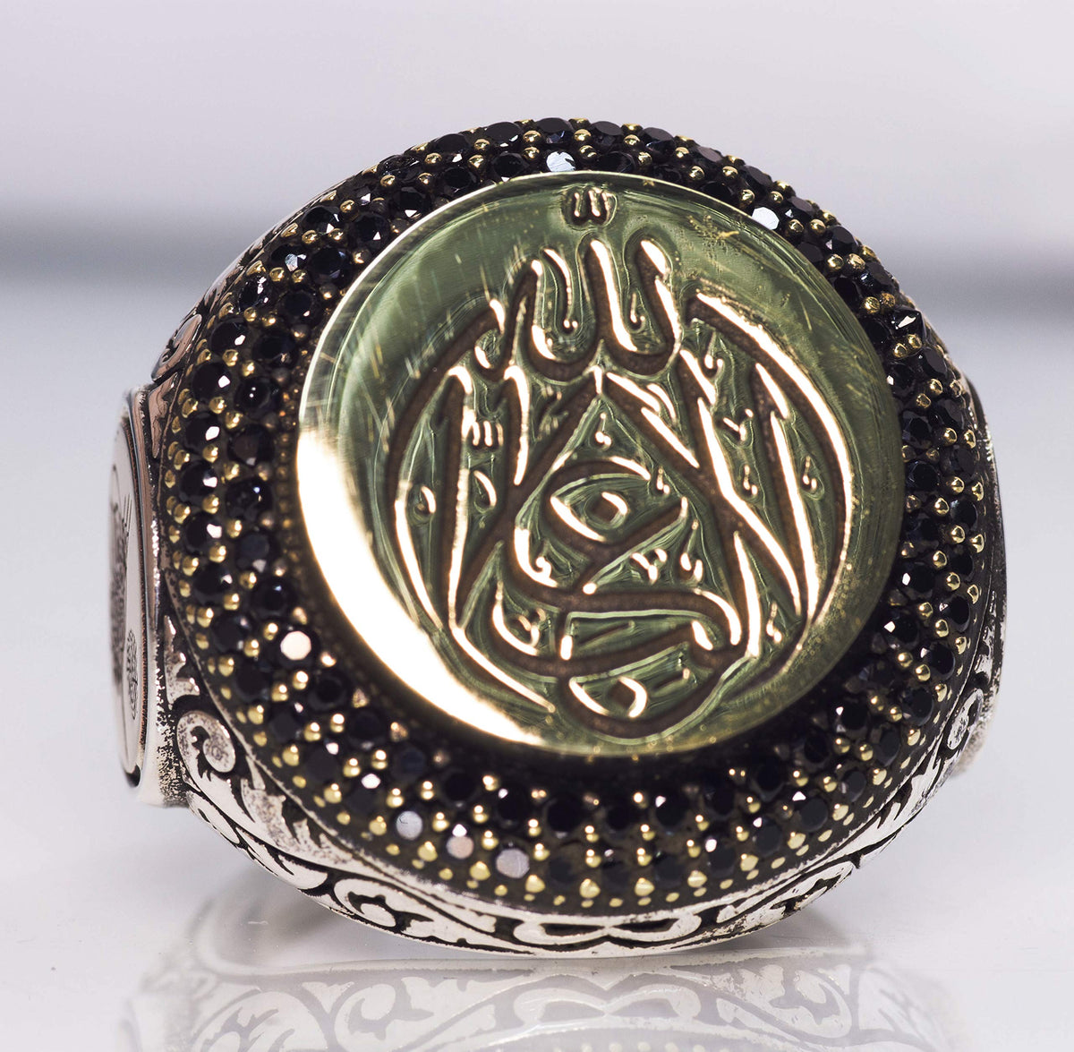 KAMBO Men's 925 Sterling Silver Islamic Ring with 'Lailahe Illaallah Muhammeden Resulallah' Inscription — 2
