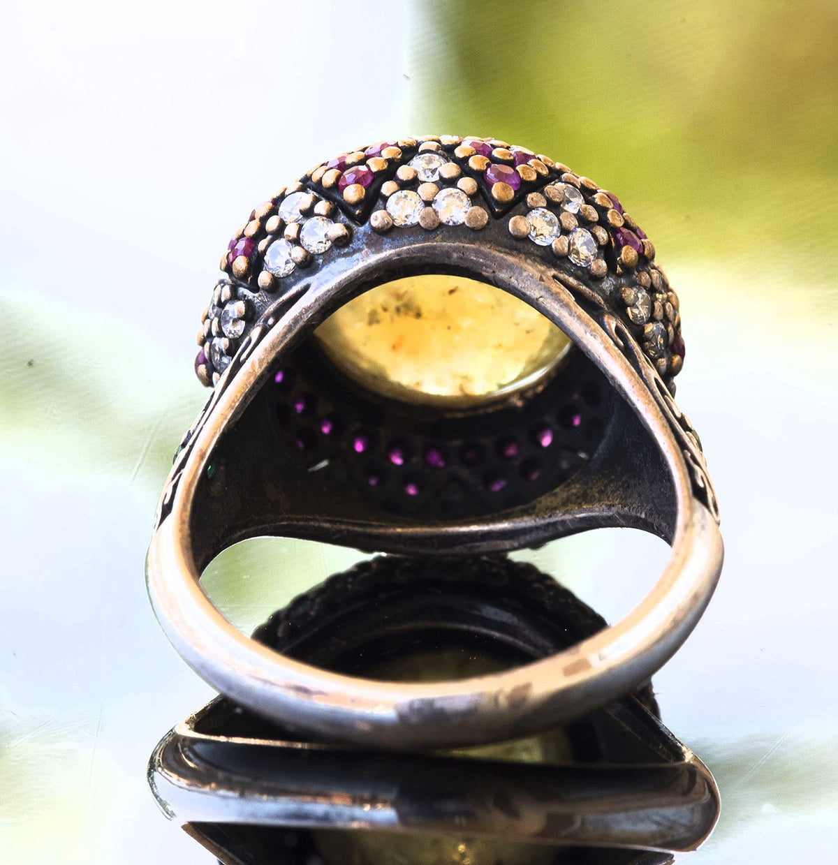 Natural Star Cat's Eye Stone Silver Unisex Sultan Ring - Noble and Mysterious — 8