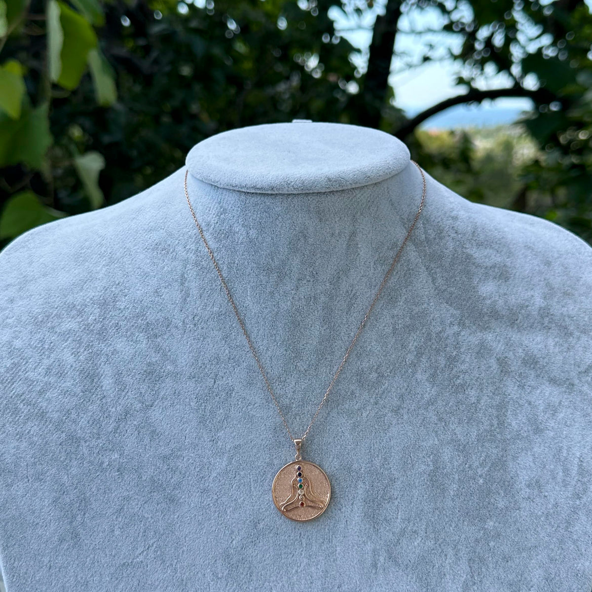 925 Sterling Silver Chakra Necklace, Rose Gold Plated — 3
