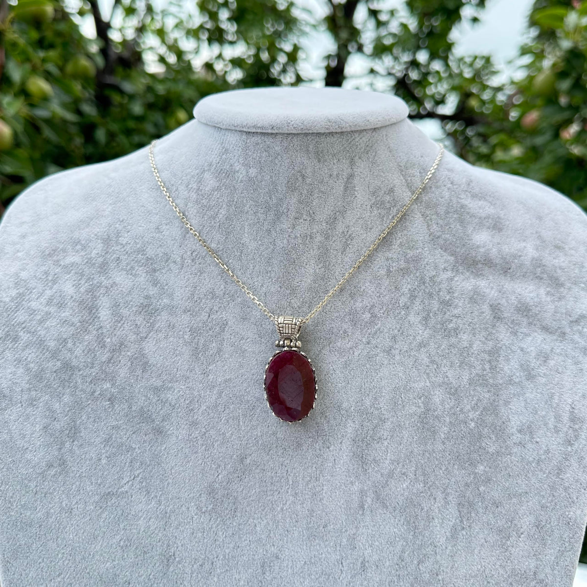 Natural Ruby Necklace - 925 Sterling Silver Necklace — 3
