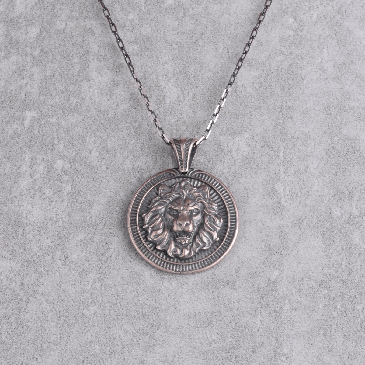 KAMBO Lion Head Medallion Necklace - 925 Sterling Silver Handmade Chain Men's Necklace - Symbol of Strength and Leadership (Silver) — 4