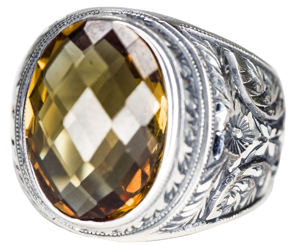 Men's 925 Sterling Silver Ring, Created Sultanit Stone, Steel Pen Craft