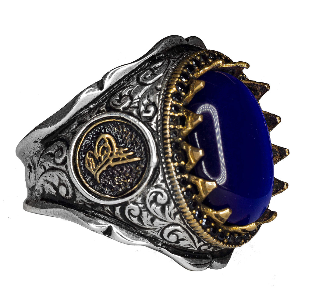 925 Sterling Silver Ring - Blue Star Cat's Eye Stone