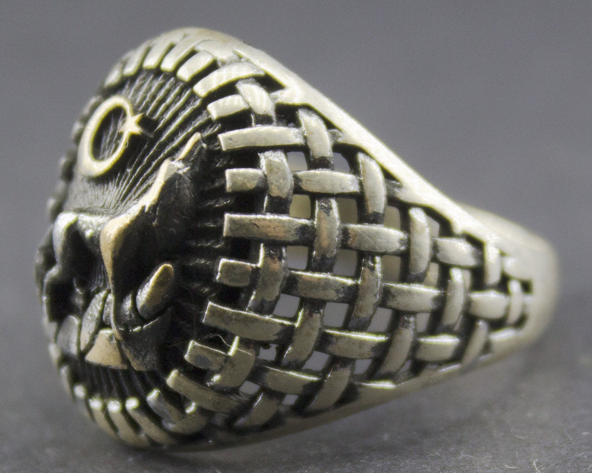 KAMBO Handmade 925 Sterling Silver Men's Ring, Vintage Wolf Animal Wildlife Design, Statement Jewelry Gift for Him, Birt