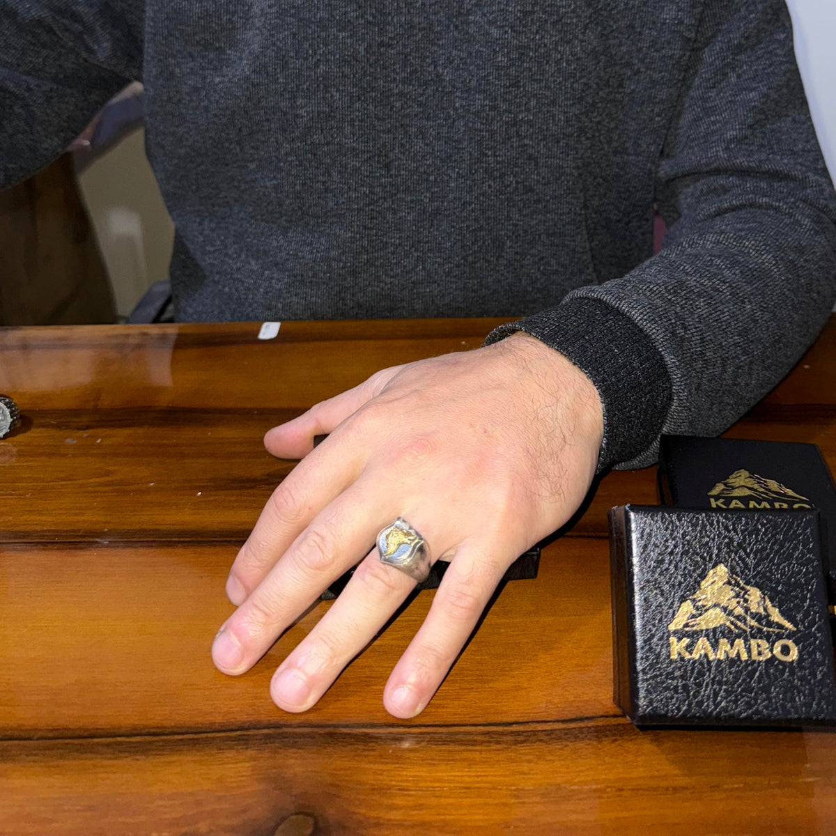 KAMBO 925 Sterling Silver Wolf Head Ring – Handmade Men's Animal Symbol Ring – Bold Gothic Statement Jewelry – Protection and Strength Design (Gold Plated) — 3