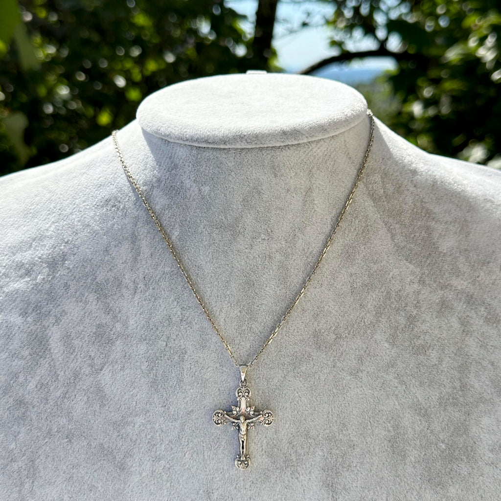 KAMBO 925 Sterling Silver Ornate Cross Necklace - Handmade Symbol of Faith and Protection — 3