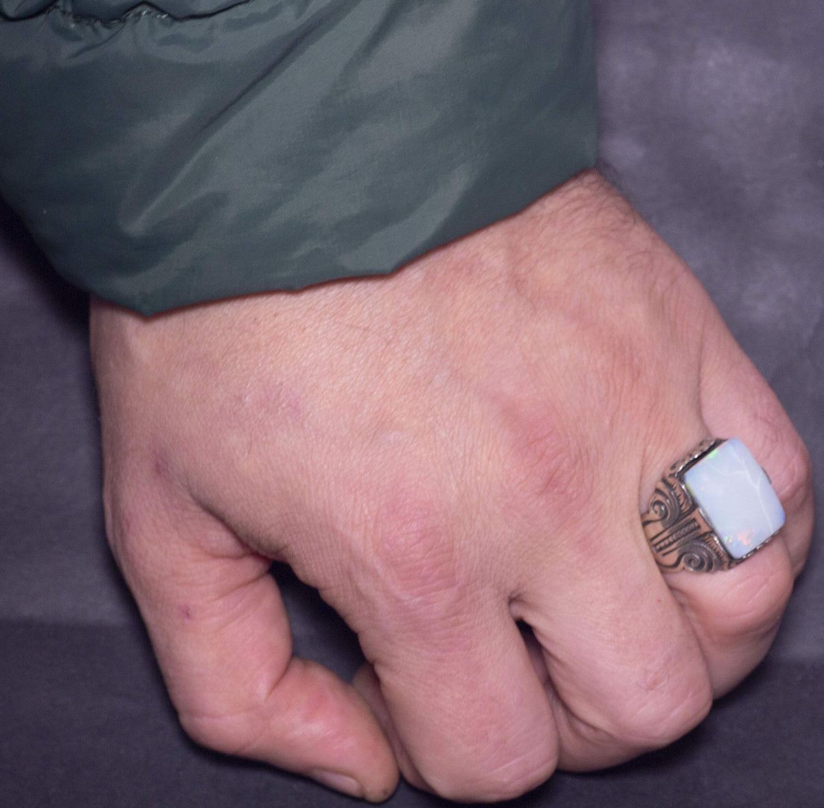 925 Sterling Silver Men's Ring - Natural Opal Stone - Elegant Handcrafted Jewelry — 5