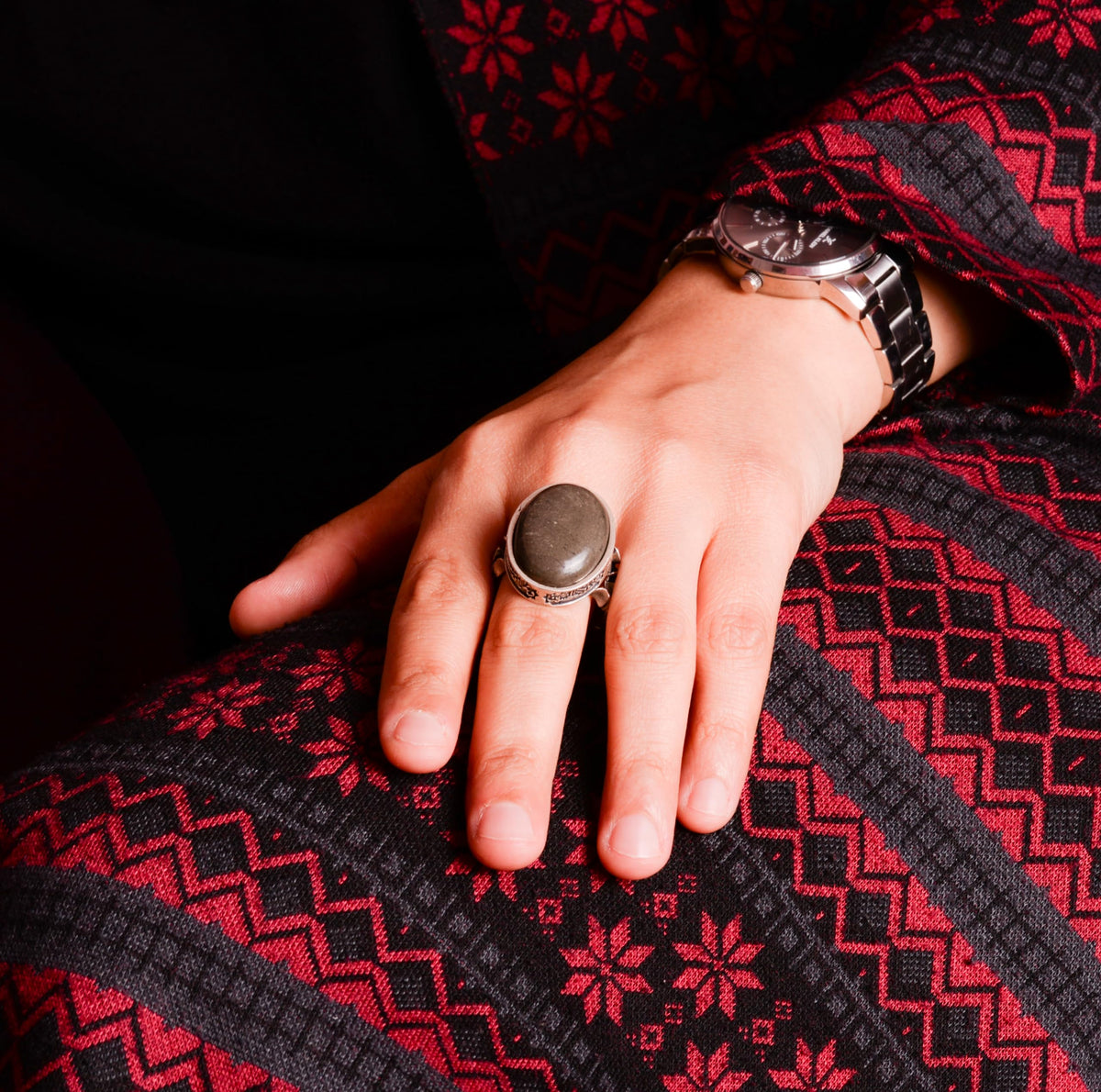 Natural Stone Ring - Handmade 925 Sterling Silver (Pyrite) — 3