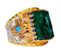 925 Sterling Silver Men's Ring, King Ring, Natural Rectangular Emerald Stone