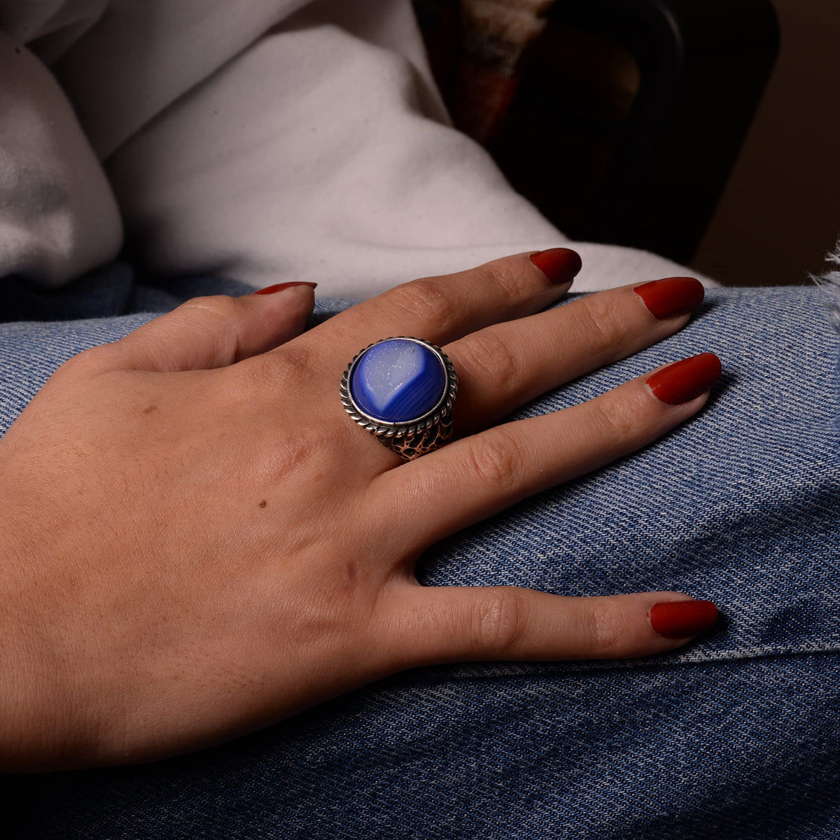 925 Sterling Silver Ring with Natural Druzy Quartz Stone (Model-2) — 7