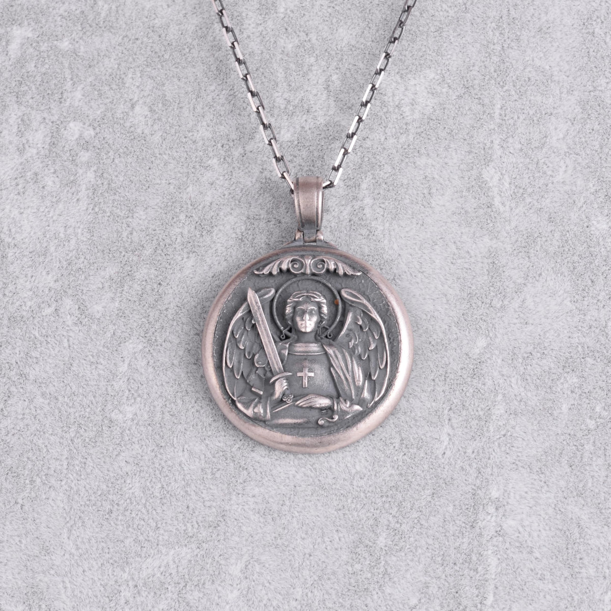 KAMBO 925 Sterling Silver St. Michael Archangel Necklace for Men – Chain Protection Symbol Medal – Handmade Religious Jewelry (Silver) — 4