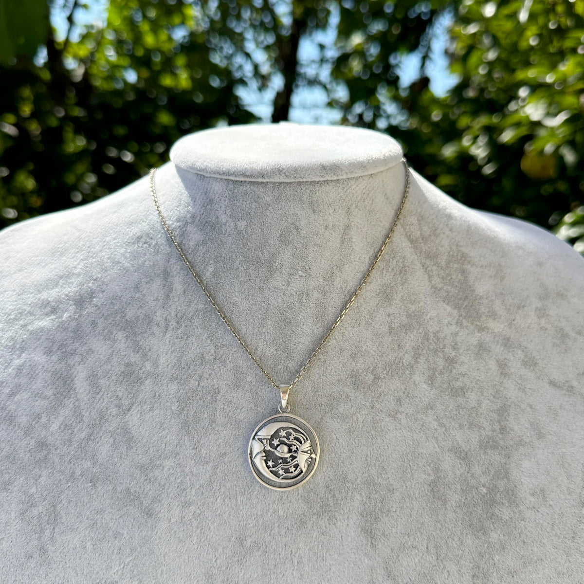 925 Sterling Silver Sun and Moon Necklace - Sky Themed Accessory - Handmade Jewelry — 3