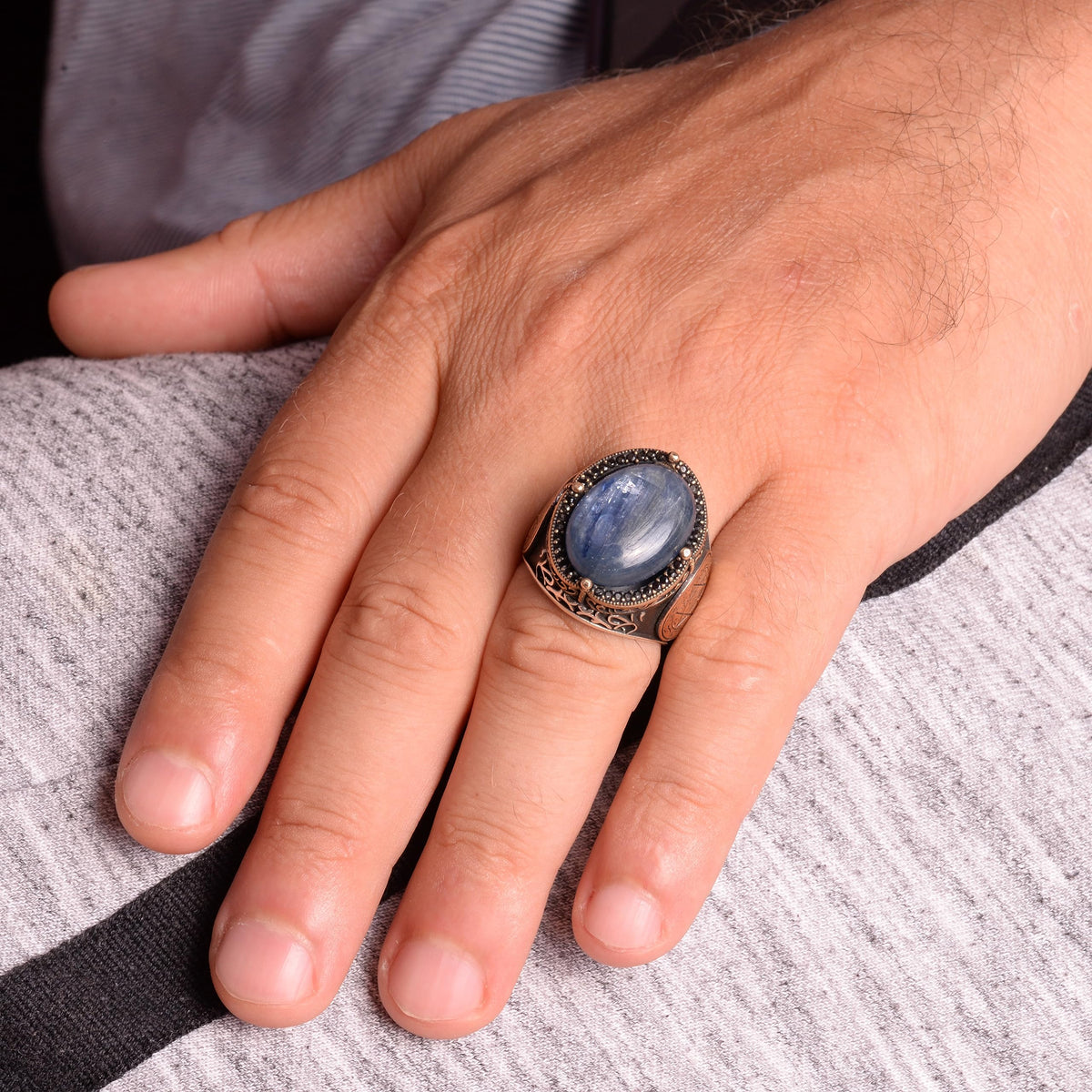 Natural Kyanite Stone Ring for Silver Ring - 925 Sterling Silver Men's Ring — 3