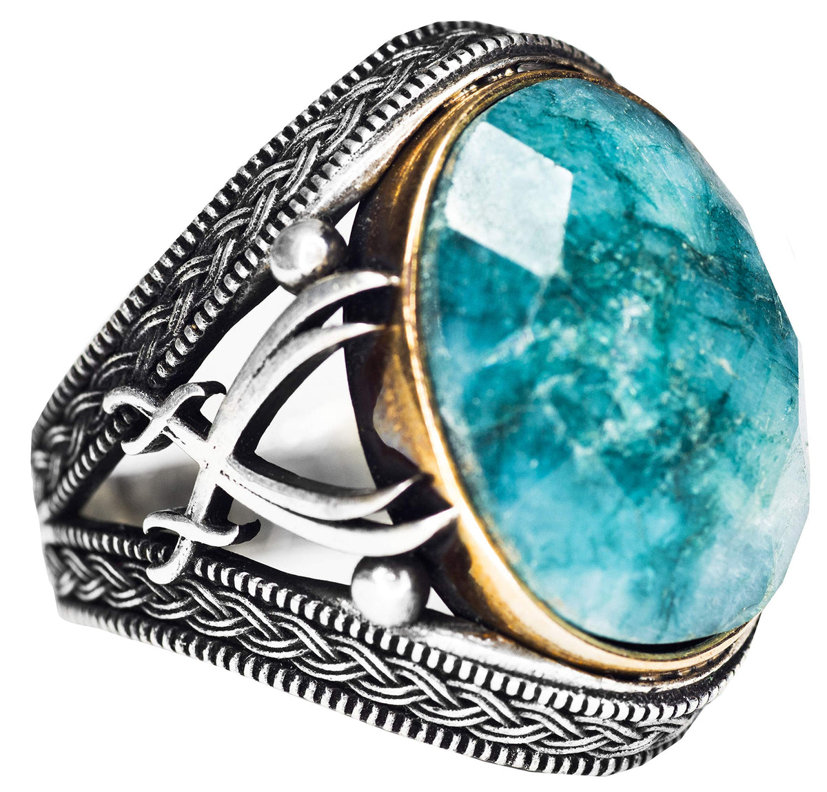 Sword Ring, 925 Sterling Silver Ring, Artificial Emerald Stone Ring