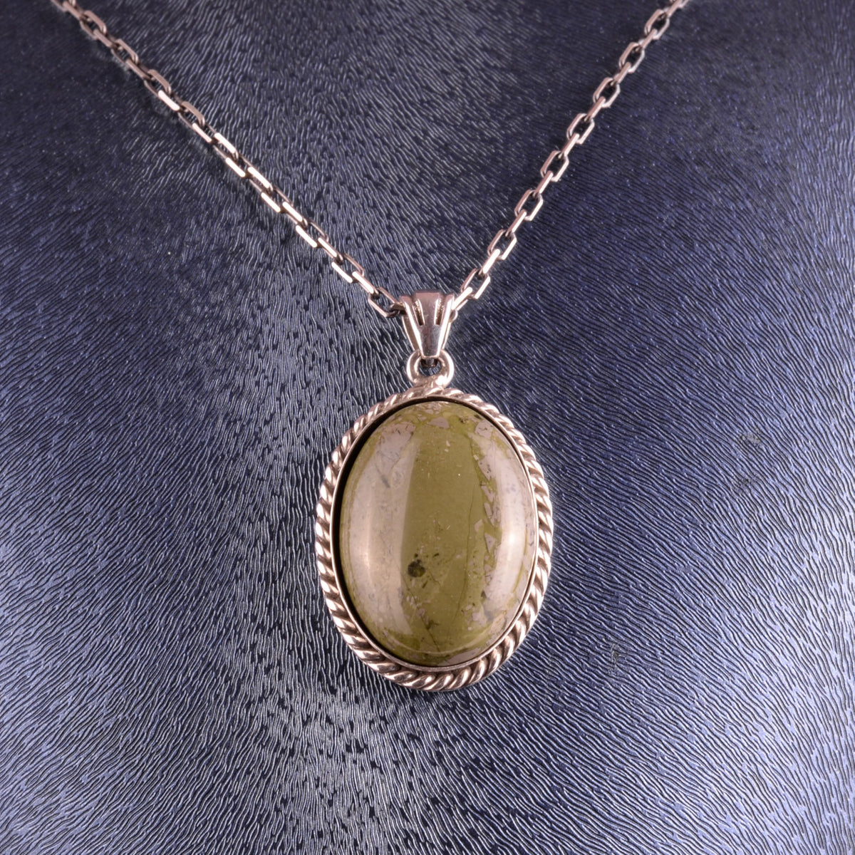 KAMBO Natural Stone Chain Unisex Necklace 925 Sterling Silver – Handmade Oval Description Necklace (Unakite) — 4
