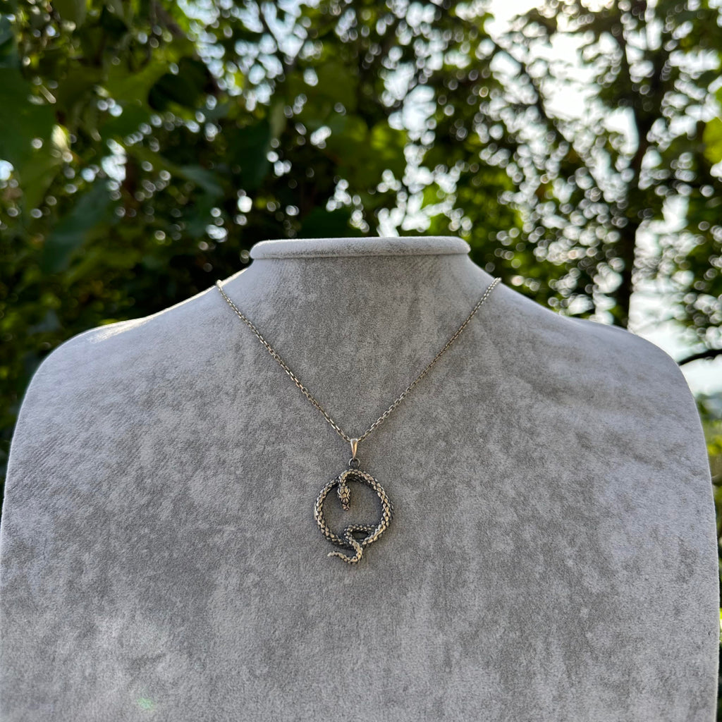 925 Sterling Silver Ouroboros Snake Necklace - Symbol of Infinity and Renewal - Handmade Jewelry — 5