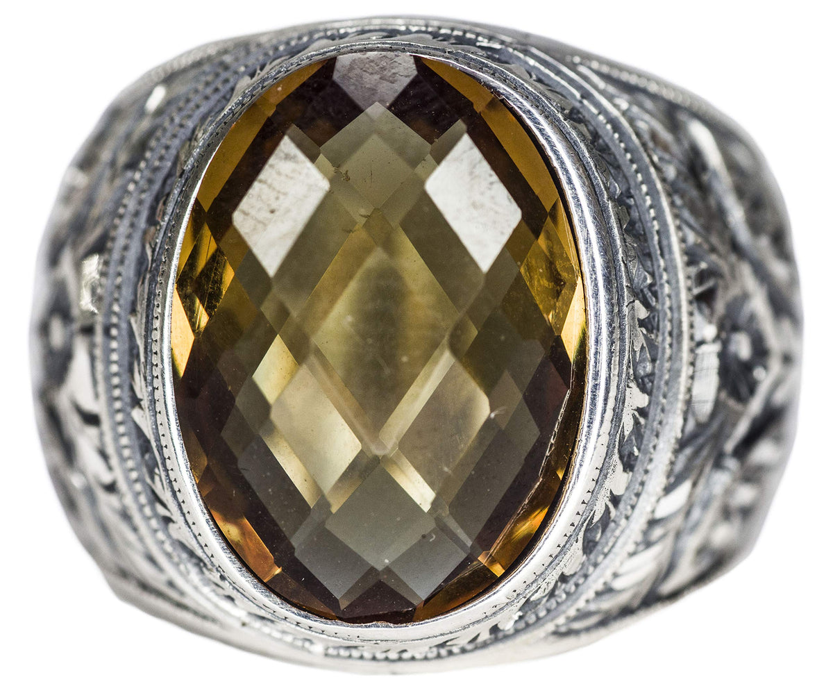 Men's 925 Sterling Silver Ring, Created Sultanit Stone, Steel Pen Craft