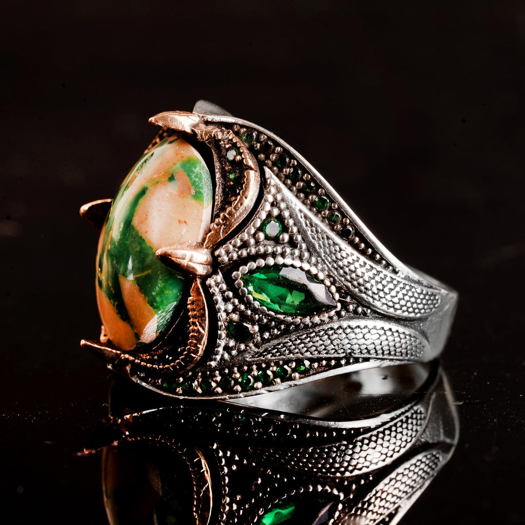 Natural Arizona Turquoise Stone Ring, 925 Sterling Silver, Handmade Sultan Ring — 5