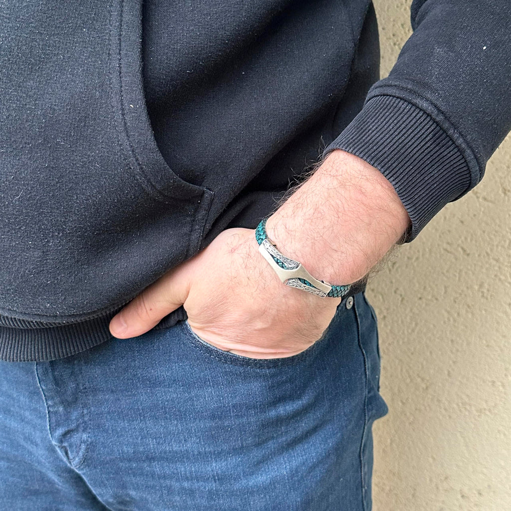 925 Sterling Silver Braided Leather Bracelet — 4