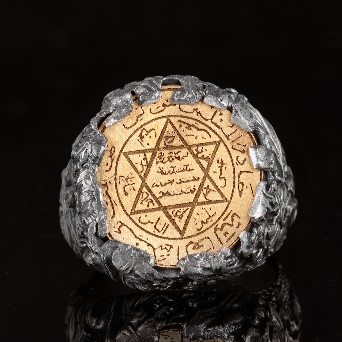 KAMBO 925 Sterling Silver Star of David Ring - Unisex Handmade Solomon Seal Statement Jewelry, Vintage Mystical Design, 