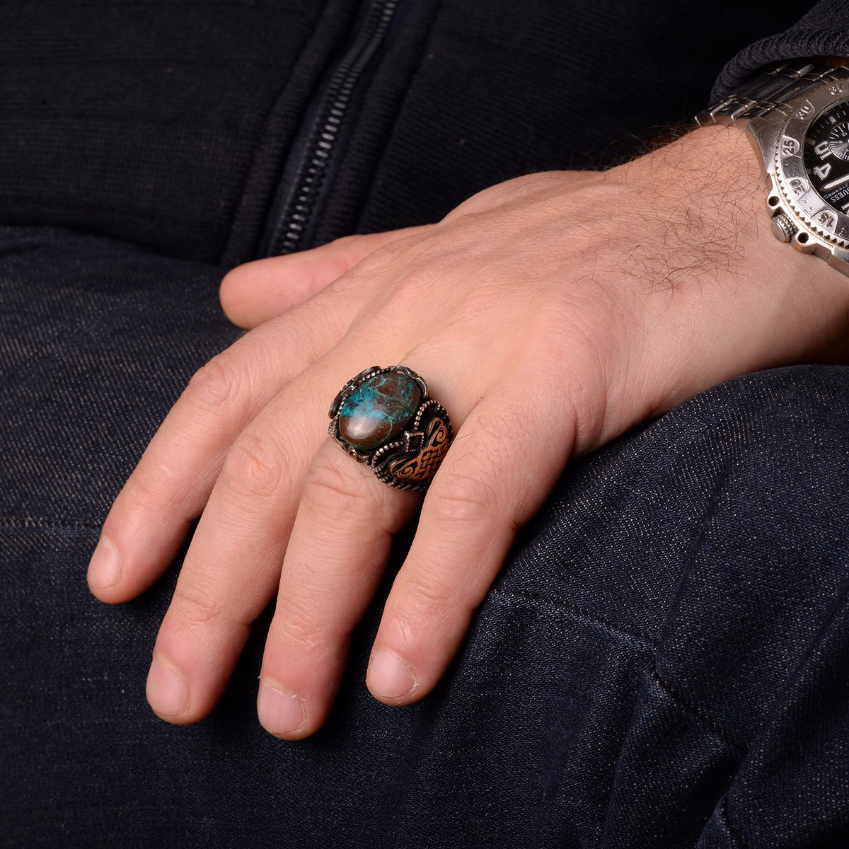 Green Turquoise Stone Ring (Model-2) — 7