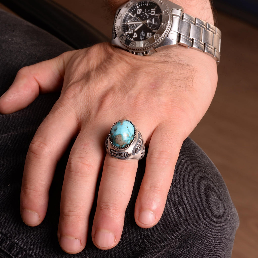 Natural Arizona Turquoise Stone Ring (Model-10) — 7