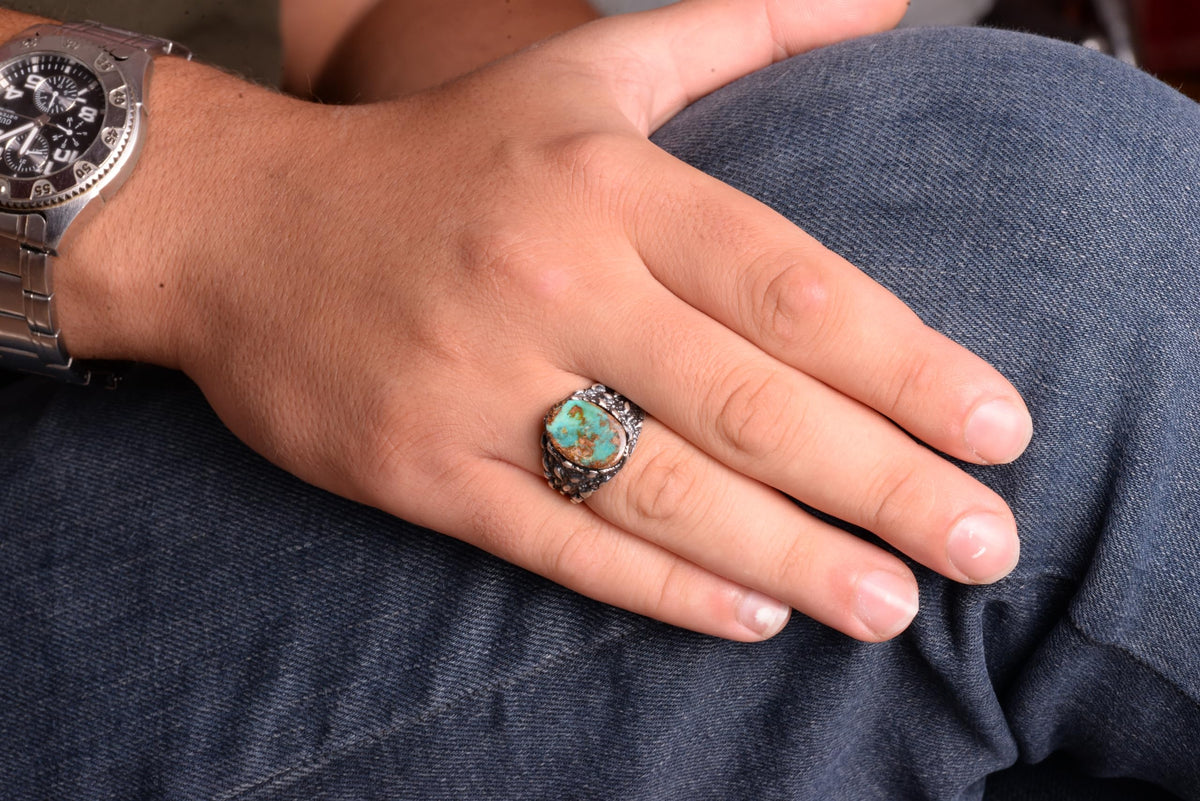 Natural Arizona Turquoise Stone Ring (Model-15) — 3