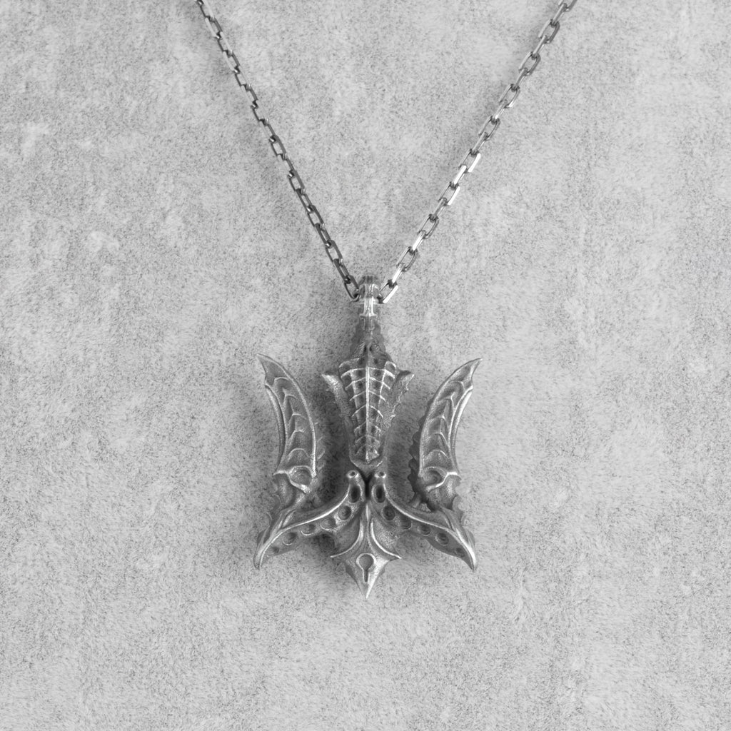 KAMBO Three-Headed Dragon Trident Necklace – Chain 925 Sterling Silver Fantasy Men's Jewelry — 5