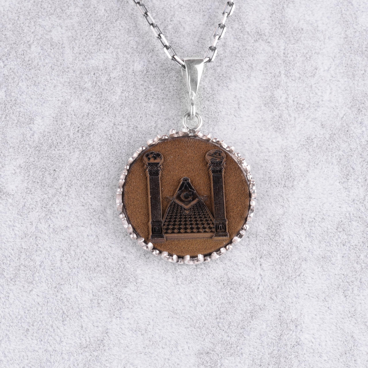 KAMBO 925 Sterling Silver Large Pendant Necklace Chain Men's Necklace Handmade Spiritual Jewelry (Masonic Pyramid) — 4
