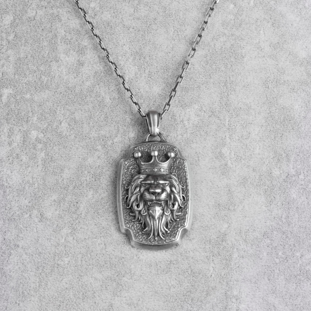 KAMBO 925 Sterling Silver Chain Men's Necklace – Crowned Lion Head Necklace – Symbol of Strength and Leadership (Silver) — 4