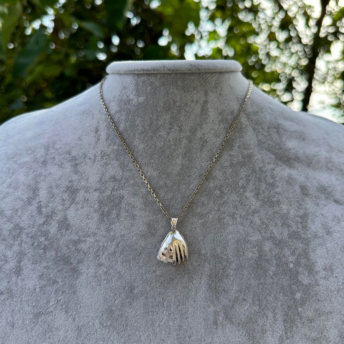 925 Sterling Silver Baseball Glove Necklace - Handmade Sports Necklace - Minimalist Jewelry for Baseball Fans - Gift for Athletes — 3