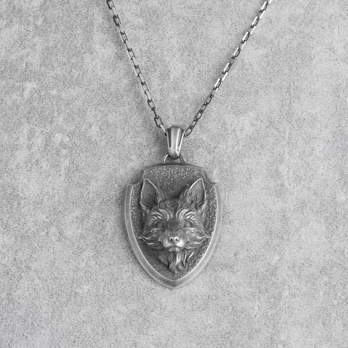 KAMBO Men's Fox Head Necklace – 925 Sterling Silver Shield Amulet – Chain Handmade Animal Totem Jewelry — 4