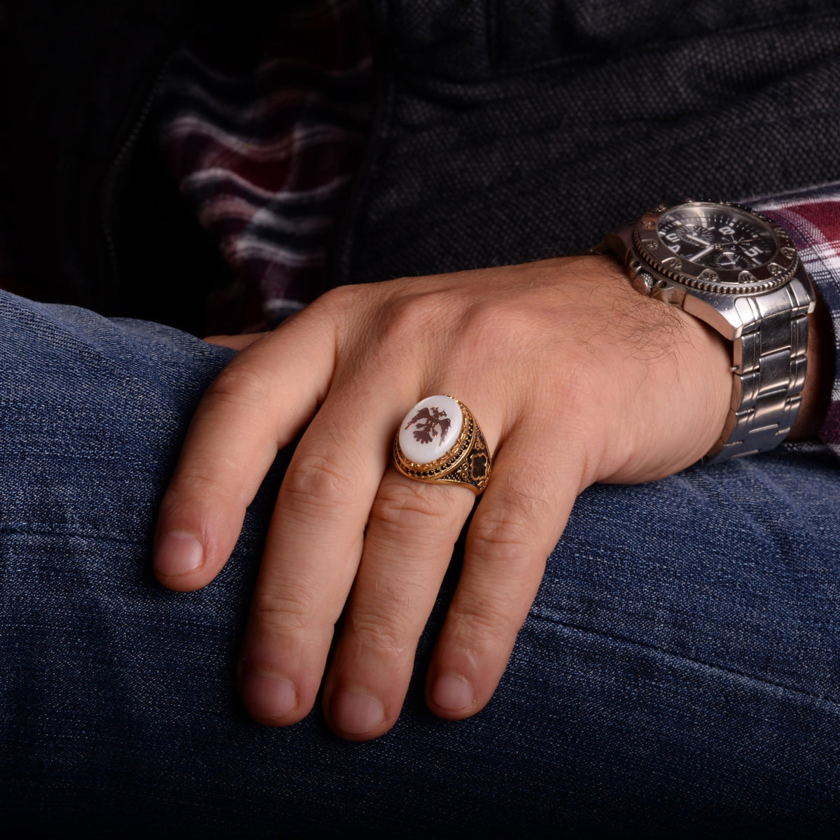 925 Sterling Silver Ring - Symbolic Ring - Men's Ring (Double-Headed Eagle) — 3
