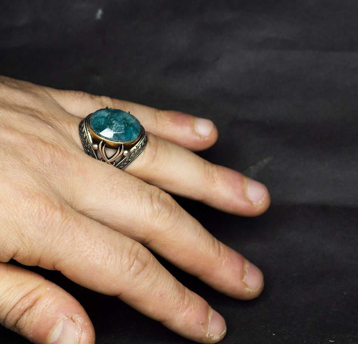 Sword Ring, 925 Sterling Silver Ring, Artificial Emerald Stone Ring — 5