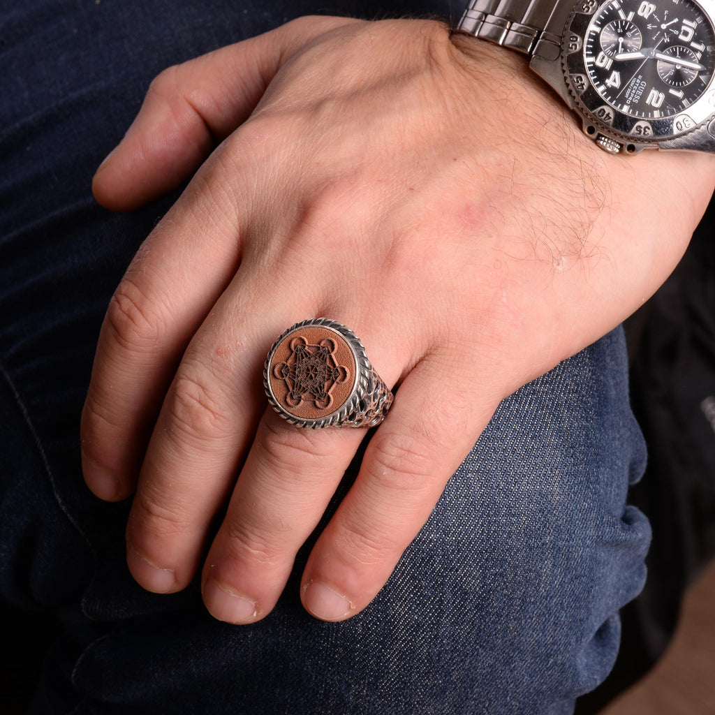 Handmade 925 Sterling Silver Solid Ring - Metatron Seal Design - Special for Men, Timeless Elegance — 3