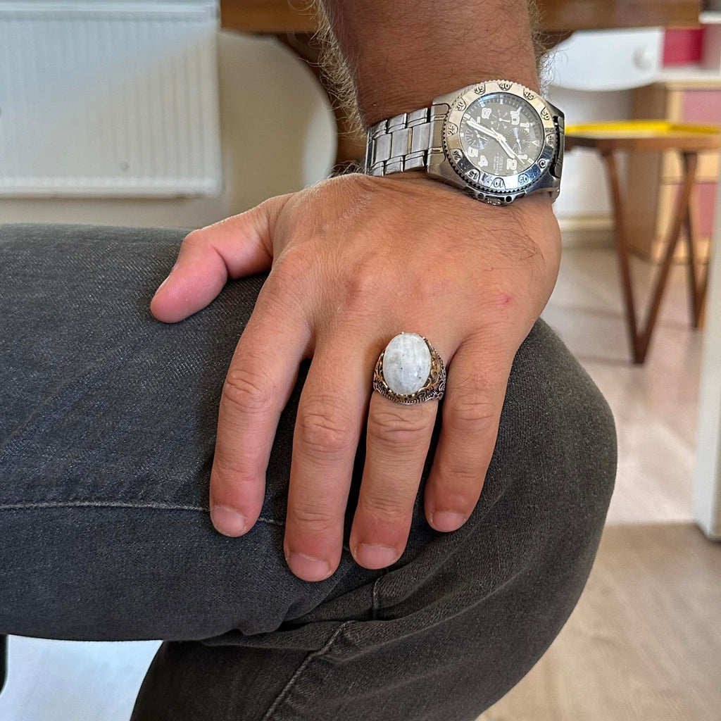 Natural Moonstone Handmade Ring - 925 Sterling Silver Ring — 3