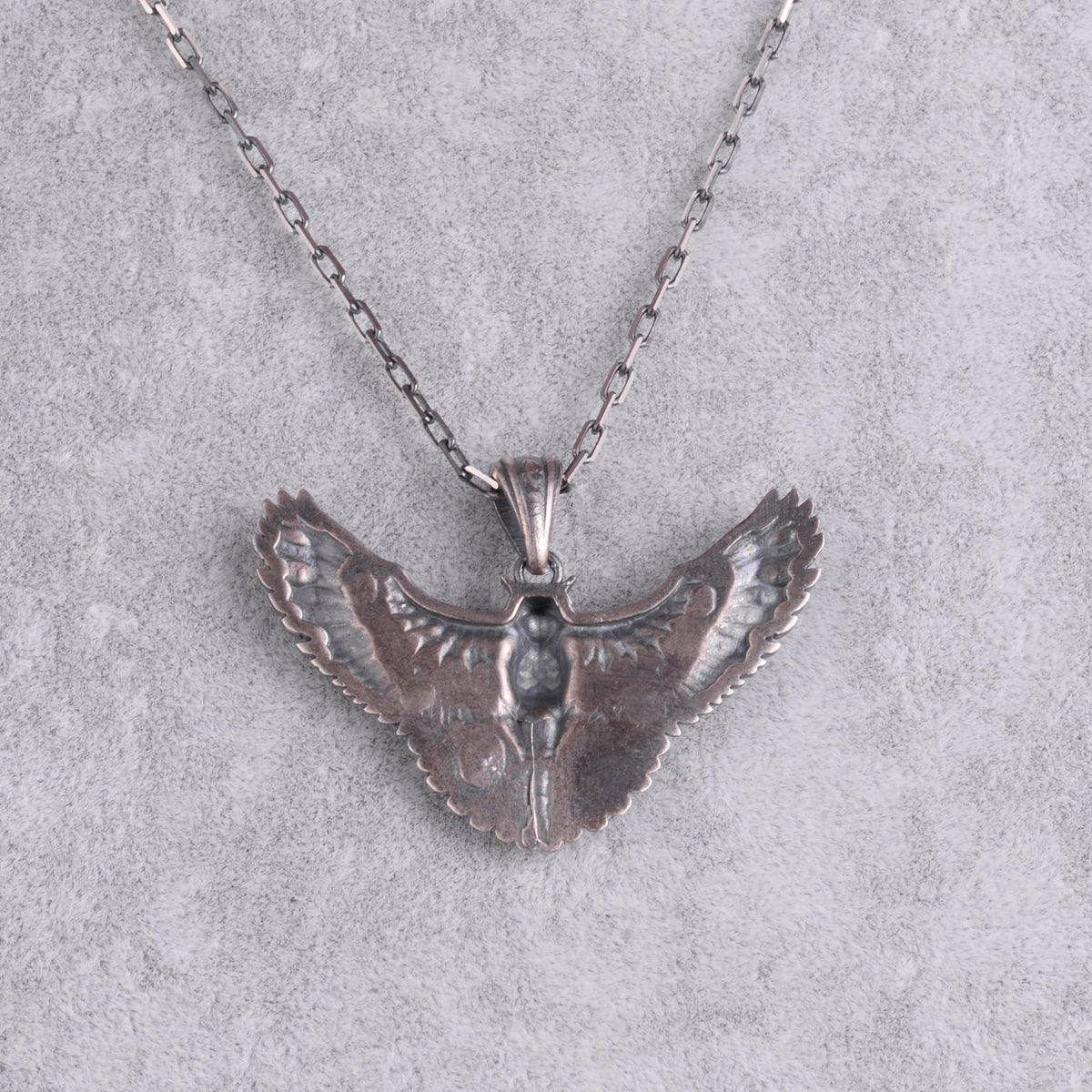 KAMBO 925 Sterling Silver Flying Owl Chain Necklace – Symbol of Wisdom, Intuition, and Freedom – Handmade Gothic Bird Necklace for Men (Silver) — 5