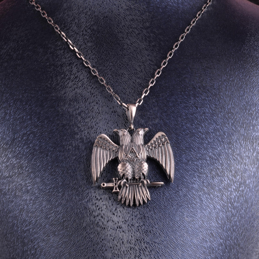KAMBO Double-Headed Eagle Necklace 925 Sterling Silver – Masonic Symbol Necklace Unisex Power Statement Jewelry — 2