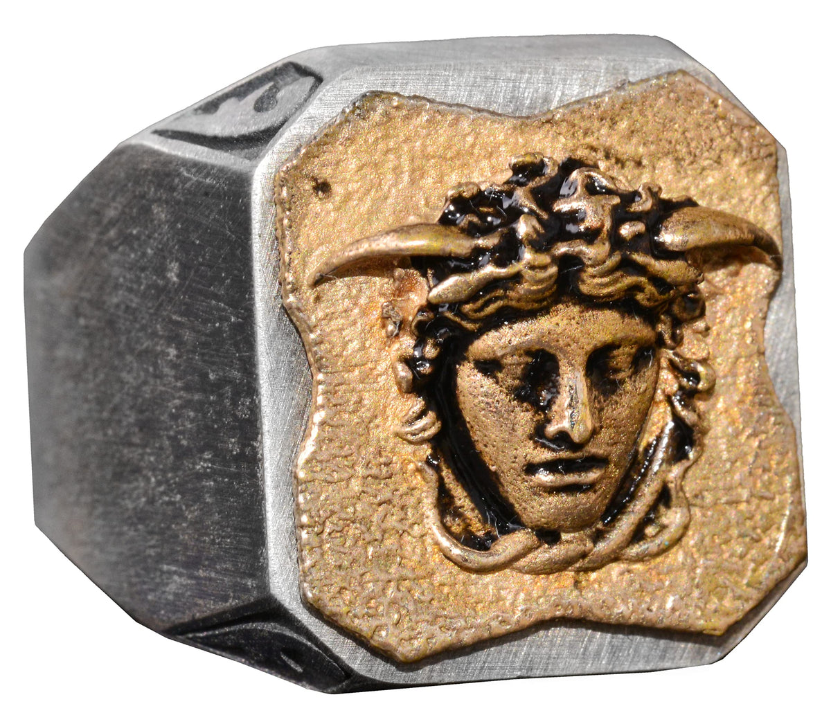 925K Silver Men's Ring - Seal Ring - Handmade Ring (Medusa)