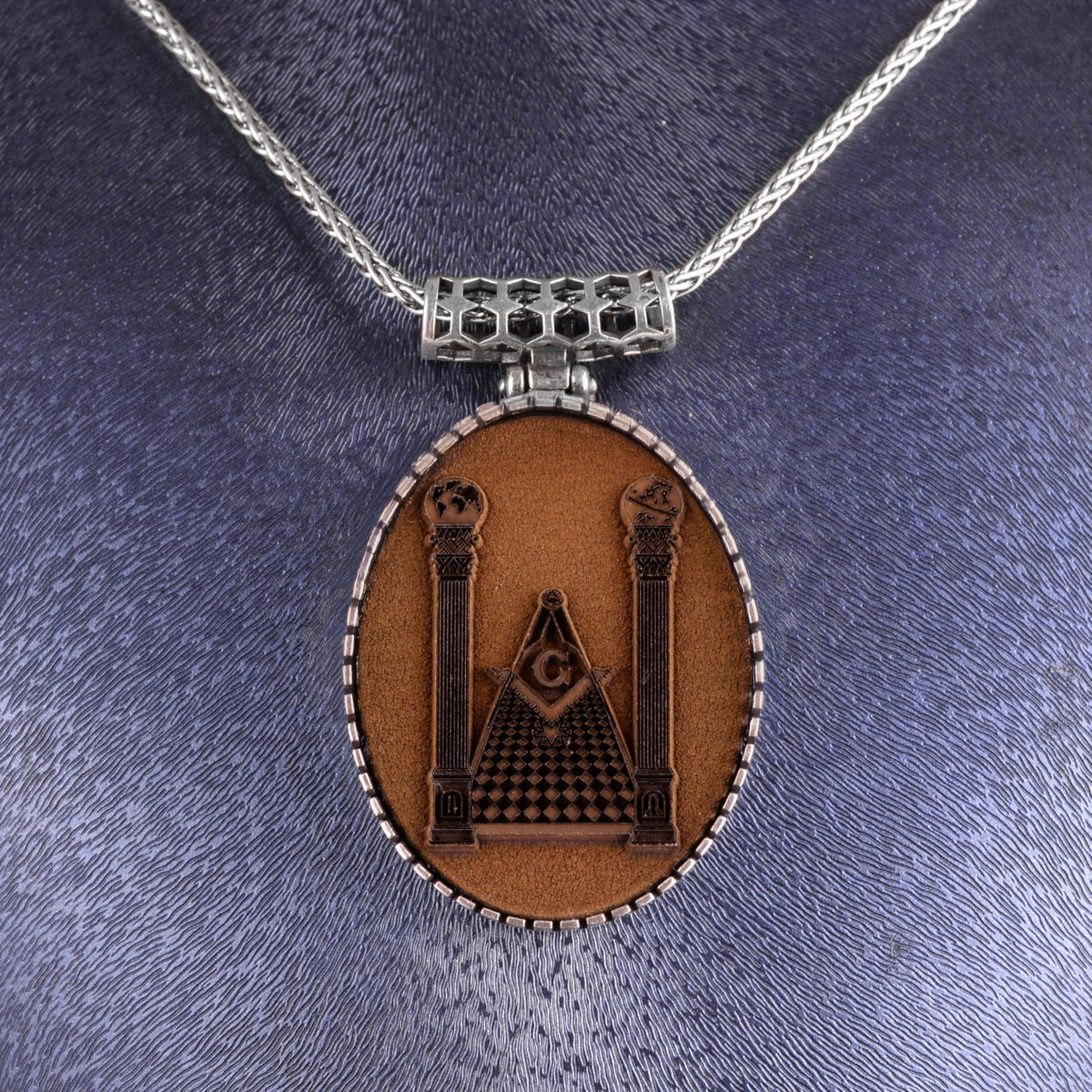 KAMBO Chain Large Necklace 925 Sterling Silver – Vintage Loca Designed Oval Symbol Necklace (Masonic) — 4