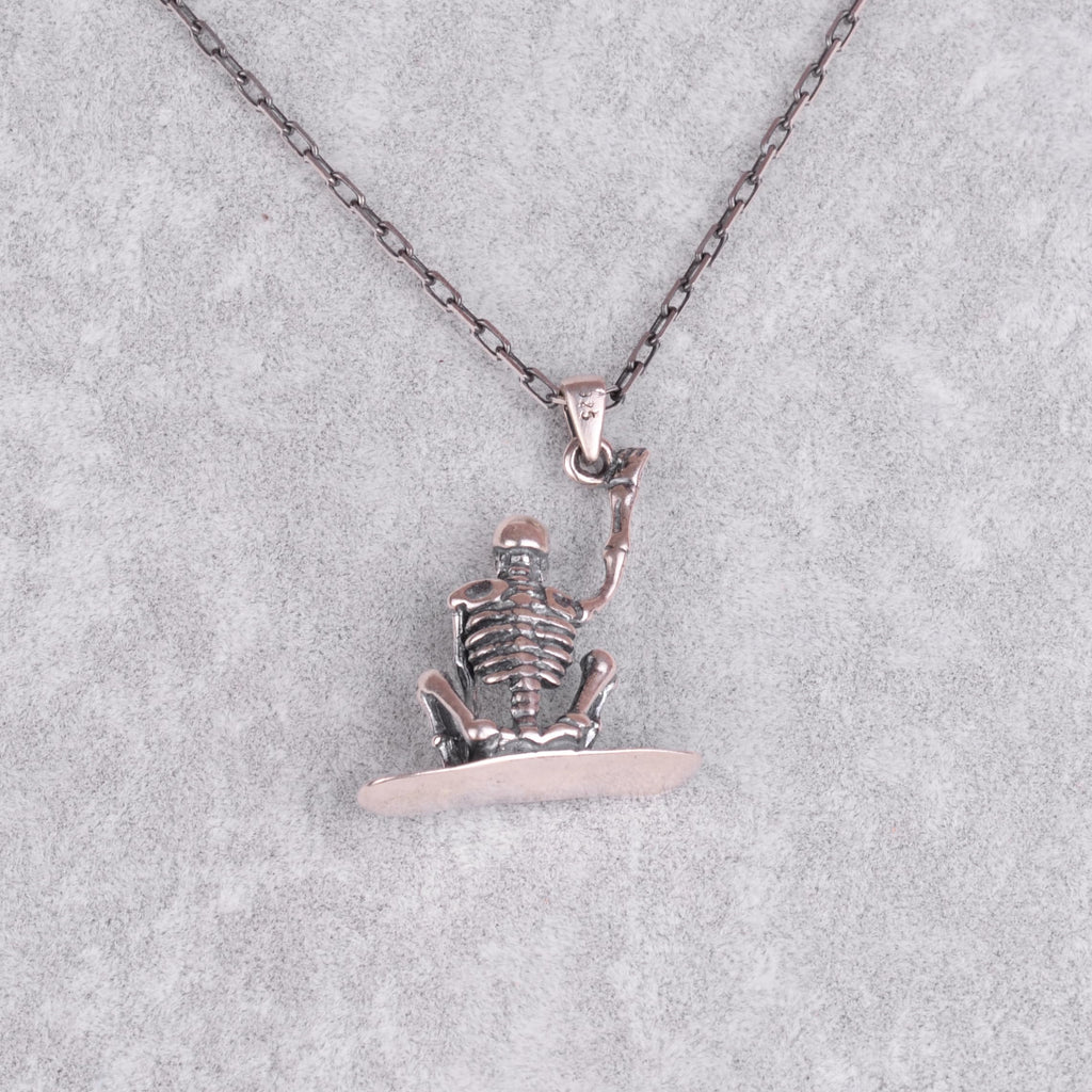KAMBO Skeleton Snowboard Necklace 925 Sterling Silver Extreme Sports Style Pendant — 3