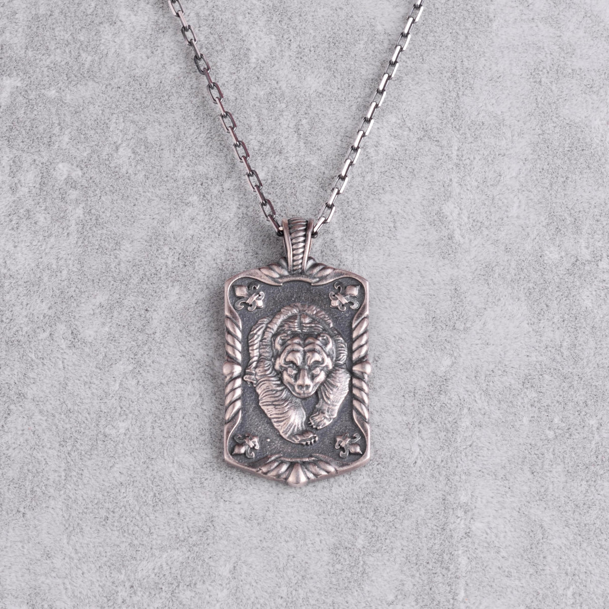 KAMBO Men's 925 Sterling Silver Bear Necklace – Fierce Warrior Amulet – Chain Handmade Tribal Shield Necklace — 4