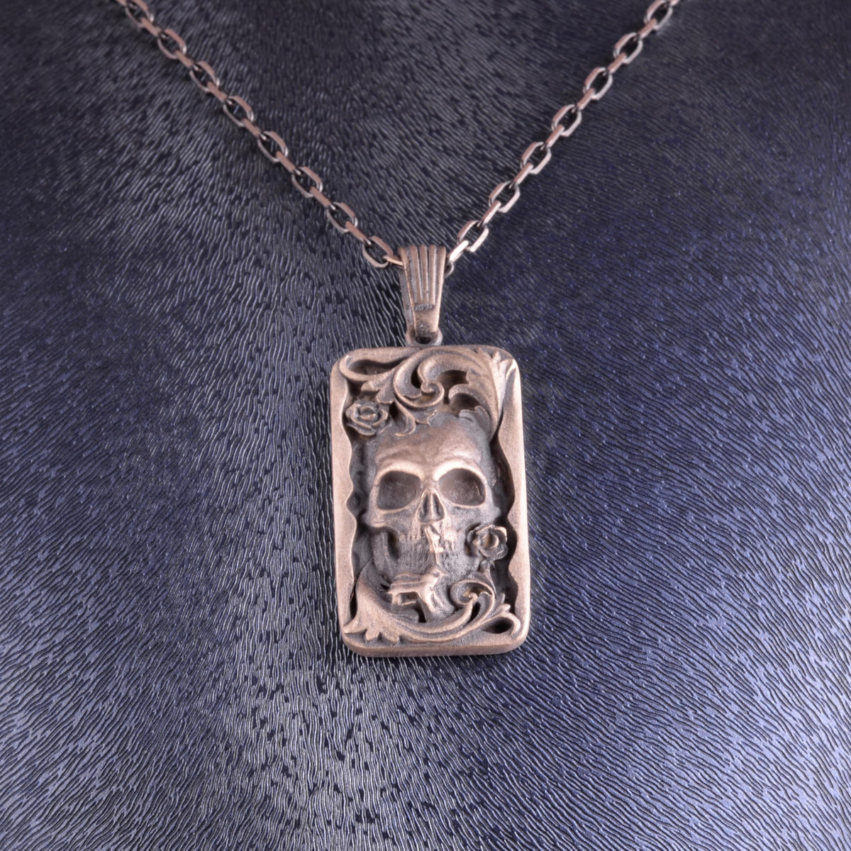 KAMBO 925 Sterling Silver Skull Necklace – Gothic Skeleton Necklace – Vintage Style Skull Jewelry – Handmade Statement Necklace – Gift for Her — 3