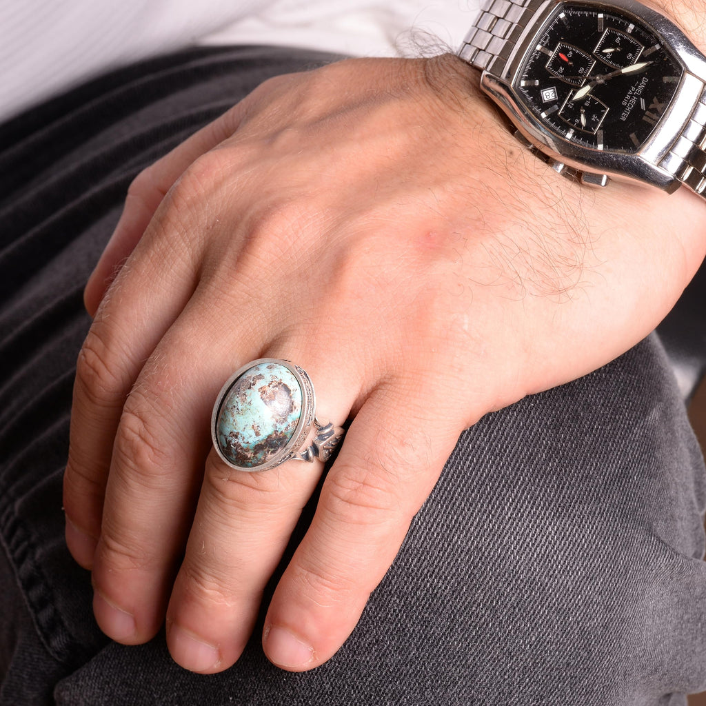 Handcrafted Natural Arizona Turquoise Stone Ring - 925 Sterling Silver (Model-3) — 3
