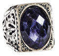 Synthetic Dark Blue Sapphire Stone Ring, 925 Sterling Silver Ring
