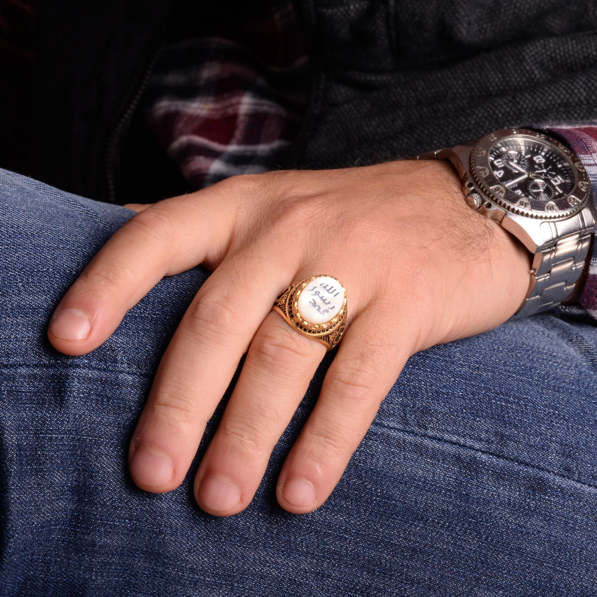 925 Sterling Silver Ring – Symbol Ring – Men's Ring (Line Art) — 3